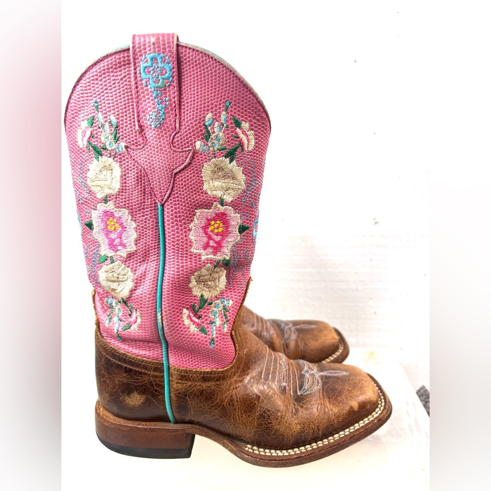 Macie Bean 11 Western Cowgirl Leather Floral Kicker Boots - Kids - Picture 5 of 11